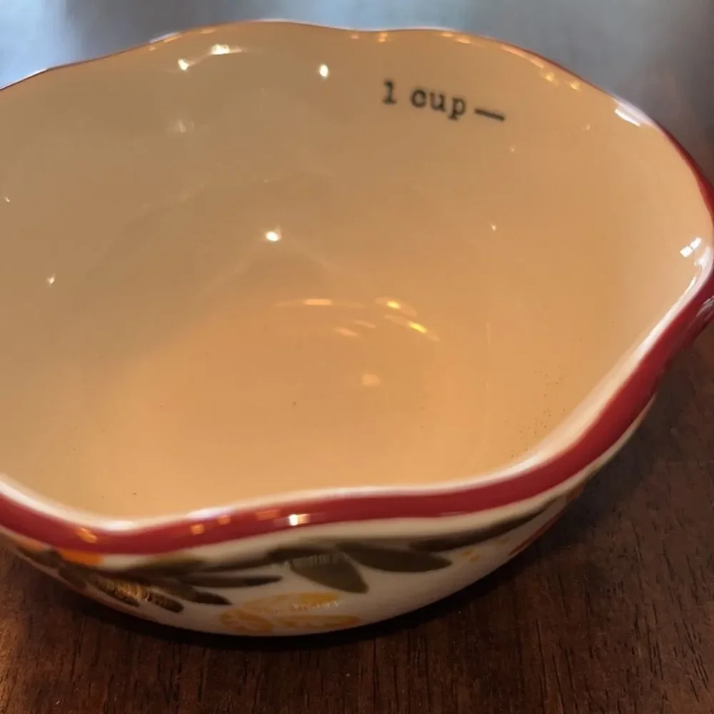 Set of 4 Pioneer Woman Nesting Measuring Cups -Different Floral Ceramic Bowls